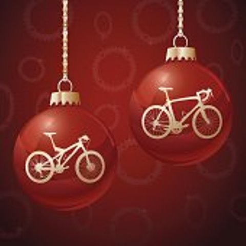 Red Christmas Ornament Balls with Bikes