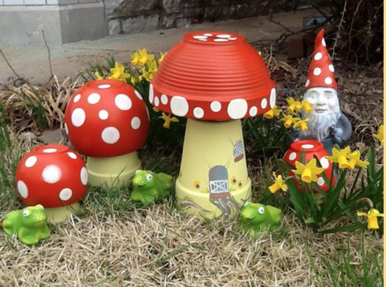 Brighten up your garden with these 9 adorable DIY Clay Pot Toadstools!