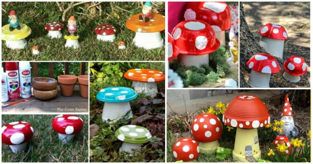 Brighten up your garden with these 9 adorable DIY Clay Pot Toadstools!
